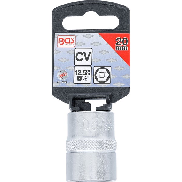 BGS Steckschlüssel-Einsatz Sechskant Antrieb Innenvierkant 12,5 mm (1/2) SW 20 mm - 2920