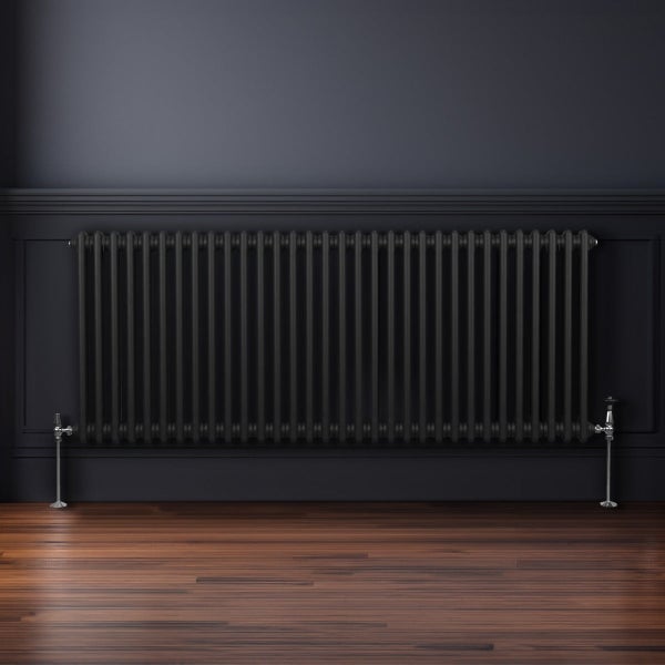 Traditioneller 2-Spalten-Heizkörper - 600 x 1462 mm - Schwarz