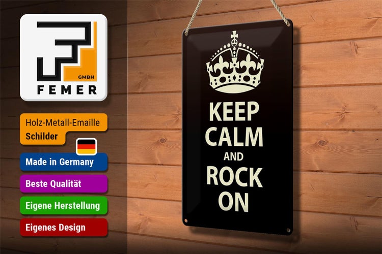 Blechschild Spruch 20x30cm Keep Calm and rock on