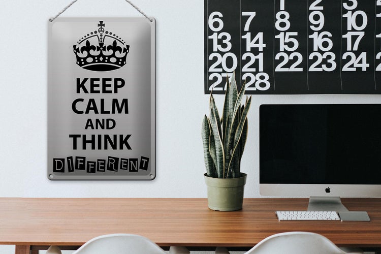Blechschild Spruch 20x30cm Keep Calm think different