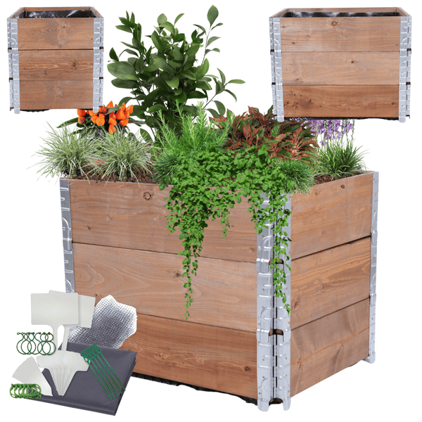 Hochbeetkisten GuardBox HxBxT 60x80x60 cm 3 Ebeneninkl. Luftpolsterfolie Braun