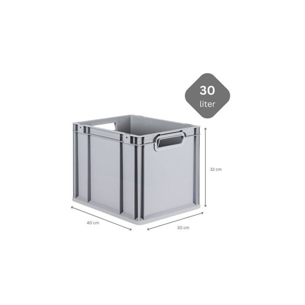PROREGAL Spar Set 5x Eurobox Nextgen Economy Mit Scharnierdeckel & Schwarzen Schiebeschnappverschlüssen Griffe Offen HxBxT 32 x 30 x 40 cm 30 Liter