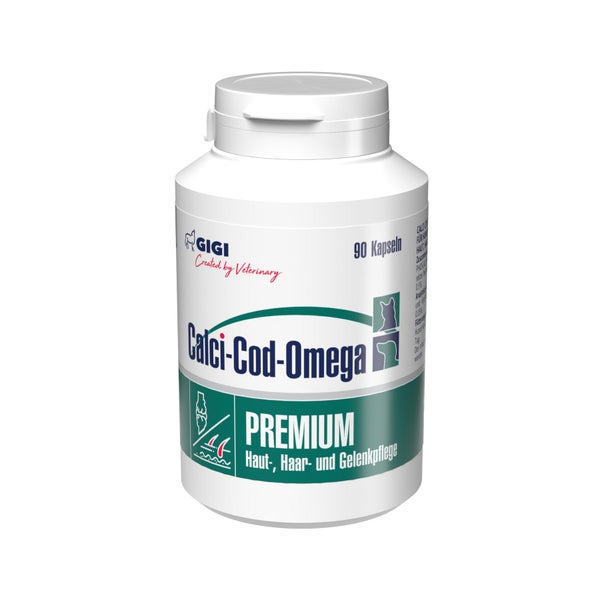 Dose mit Calci-Cod-Omega Premium Kapseln für Hunde, zur Unterstützung von Haut, Haar und Gelenken