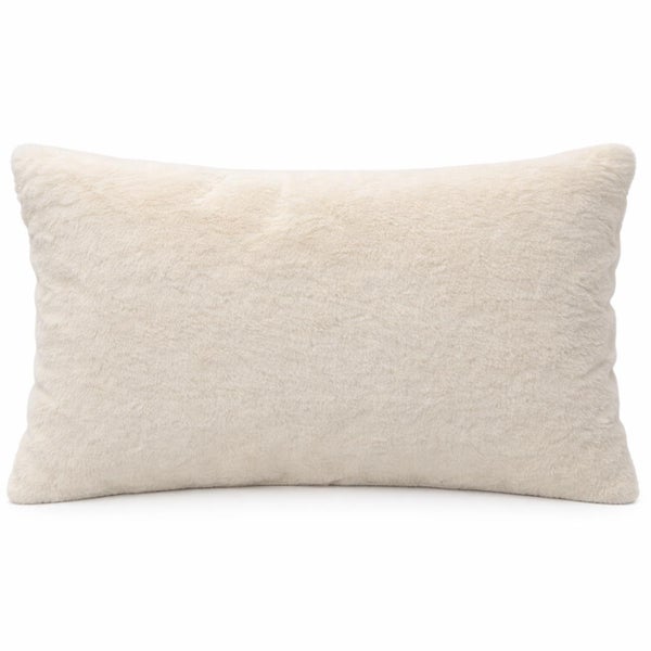 Rechteckiges Dekokissen mit weichem Kunstfellbezug