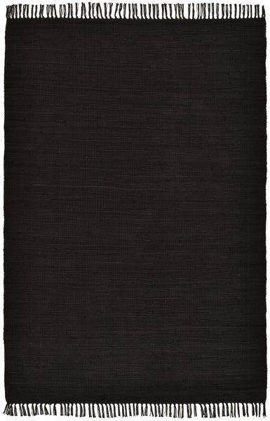 Handgewebter Fleckerlteppich aus Baumwolle Chindi Schwarz 160x230 cm