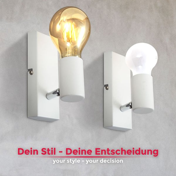Wandleuchte - retro, schwenkbar, E27 Fassung, max. 60W, weiß