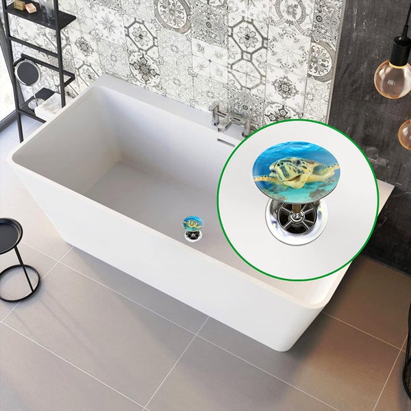 M. ROSENFELD HOME Badewannenstöpsel mit Motiv Schildkröte - Turtle - Stöpsel Badewanne 72mm Universal Badewannenstöpsel aus Messing mit Doppel Dichtung