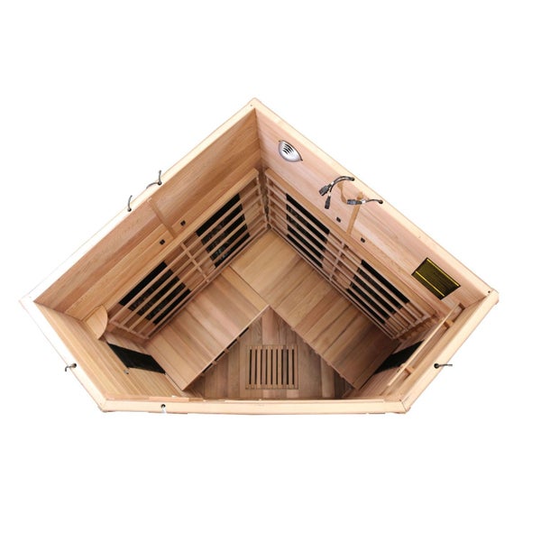 Dewello® Infrarotkabine Infrarotsauna LAKEFIELD PRO Zeder 140cm x 140cm inkl. 4 Duo-Strahler, 2 Vollspektrumstrahler, 2 Karbonstrahler