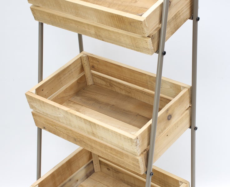 FRANK FLECHTWAREN | Kistenregal Rustikal, HOLZ, METALL, 43 x 39 x 100 cm