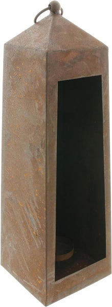 Dekoleidenschaft Kerzenhalter Rostlaterne aus Metall, 40 cm hoch, Gartenlaterne mit Echtrost Finish, Windlicht, Laterne