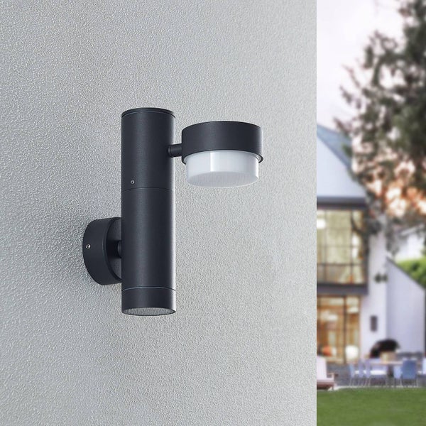 Lucande Wandleuchte außen Marvella (spritzwassergeschützt (Modern) in Schwarz aus Aluminium (2 flammig, GX53) - Außenwandleuchten Wandlampe Led Außenlampe Outdoor für Außenwand/Hauswand