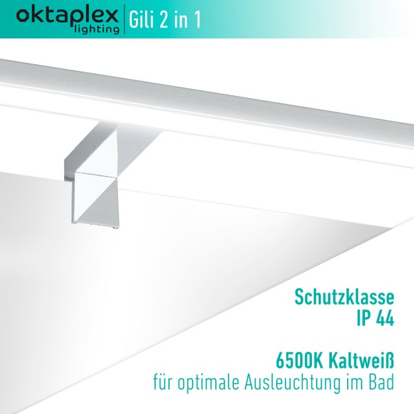 LED Spiegellampe 30cm 2in1 Montage 6500K Kaltweiß 5W 350lm Chrom Bad Spiegelleuchte