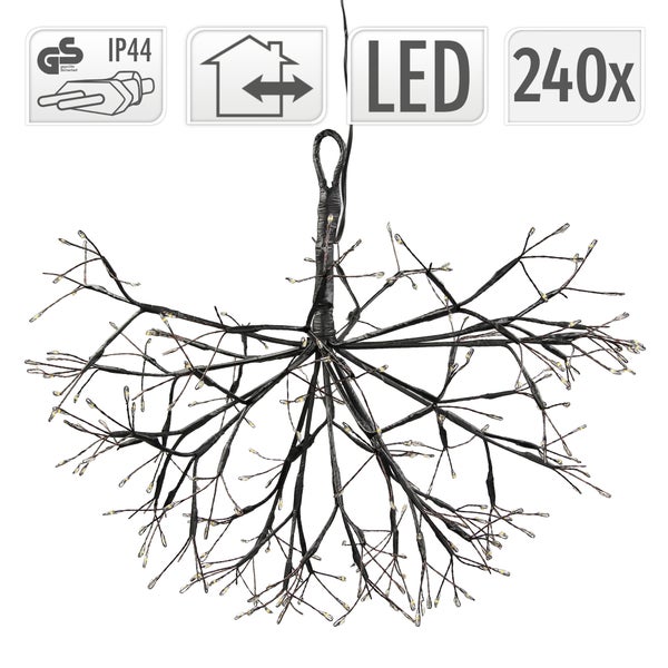 ECD Germany LED-Dekoleuchte Mistelzweig Ø36cm 240 LEDs Warmweiß Innen&Außen IP44 Wasserdicht Beleuchtete Zweige für Weihnachten Lichterzweige Lichtzweige Hängedeko Weihnachtsdeko Weihnachtsbeleuchtung