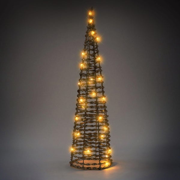 ECD Germany 2er Set LED Pyramide Lichterkegel Weihnachten, Warmweiß, 40cm-20LEDs/60cm-30LEDs, Gold, Metall, Leuchtpyramide mit Beleuchtung & Timer, batteriebetrieben, Deko Lichtpyramide Weihnachtsdeko