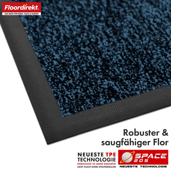 Blauer Fußabtreter mit robustem und saugfähigem Flor von Floordirekt