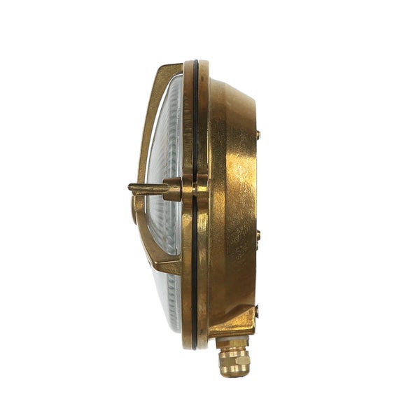 Runde Schiffslampe aus Messing für den Außenbereich