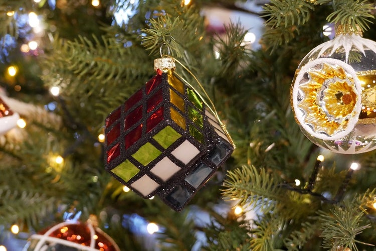 Glasornament Zauberwürfel, Multicolor, 9cm, 1 Stck., Weihnachtsbaumkugeln, Christbaumschmuck, Weihnachtsbaumanhänger