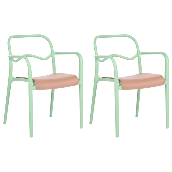 Zwei Armlehnstühle mit Gestell und Sitzfläche