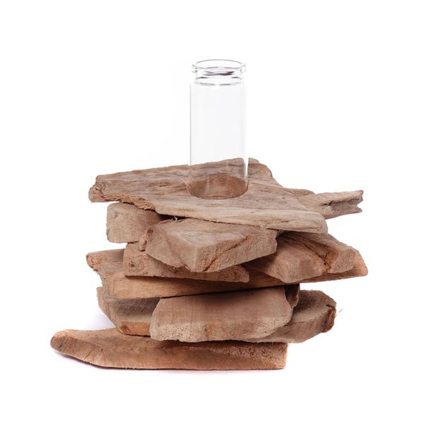 Vase Tiana 19x16 cm,  Wurzelholz, mit Reagenzglas-Einsatz naturfarben
