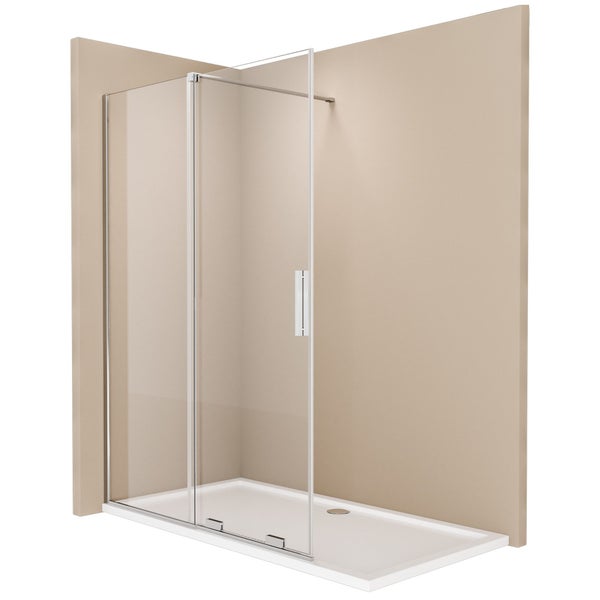 EMKE Eckdusche Duschkabine, 1200 mm X 900 mm, Duschabtrennung Schiebetuer Duschtrennwand195 cm Chrome 8mm ESG-Sicherheitsglas mit Nano Beschichtung