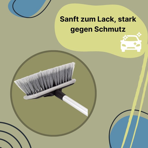 Autowaschbürste mit weichen Borsten und Stiel, sanft zum Lack und stark gegen Schmutz.