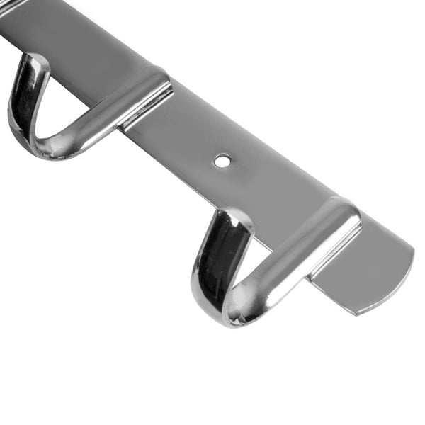 Wandgarderobe mit zwei Haken aus glänzendem Metall zur Wandmontage