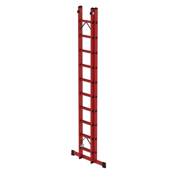 PROREGAL Sprossen-Schiebeleiter 2-Teilig GFK mit Standard-Traverse 2 x 10 Sprossen