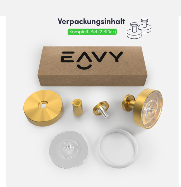 EAVY Handtuchhaken Edelstahl Gold mit Saugnapf 2er Pack
