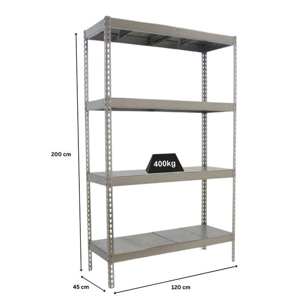 PROREGAL Schwerlastregal Big Metal Yeti Four HxBxT 200 x 120 x 45 cm Fachlast 400 kg Verzinkt