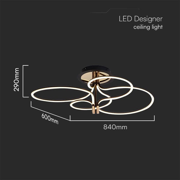 LED-Design Deckenleuchte mit den Maßen 290 mm Höhe, 600 mm Breite und 840 mm Länge