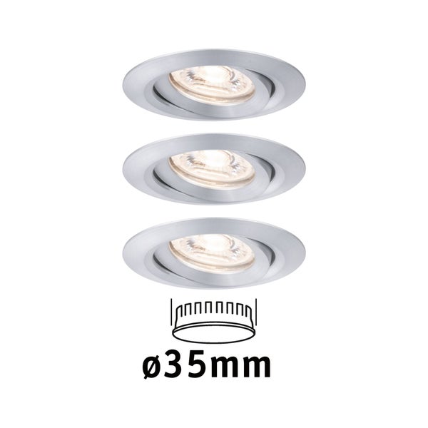 LED Einbauleuchte Nova Mini Coin Basisset schwenkbar rund 66mm 15° Coin 3x4W 3x310lm 230V 2700K Alu gedreht