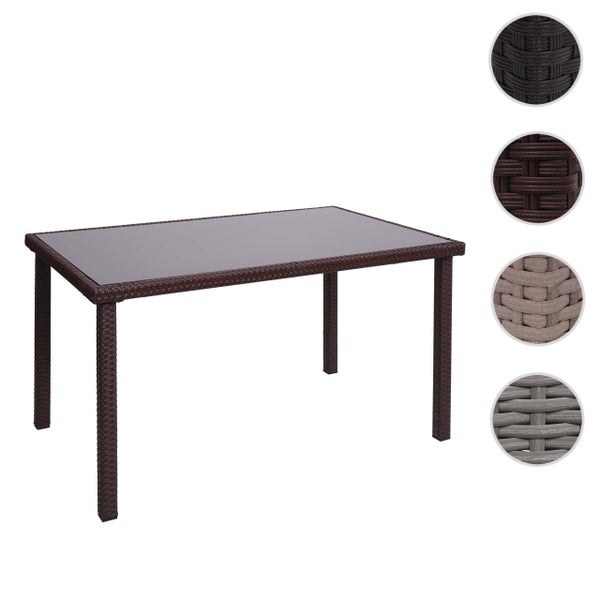 Gartentisch mit Glasplatte und Rattan-Optik
