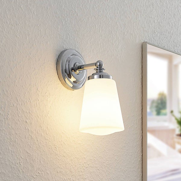 Arcchio Wandleuchte, Wandlampe Bad Mahdi (spritzwassergeschützt (Modern) in Chrom aus Glas (1 flammig E14) - Wandleuchten Spiegelleuchte Badezimmer Wandbeleuchtung Badezimmerleuchte