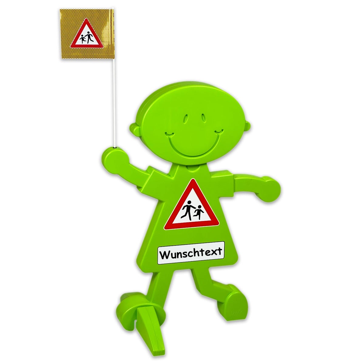 3D Warnschild Vorsicht spielende Kinder mit reflektierender Folie und Wunschtext für mehr Verkehrssicherheit / (1 Stück)