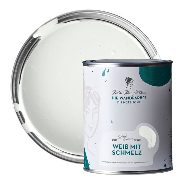 MissPompadour abwaschbare Wandfarbe 1L Weiß mit Schmelz - hohe Deckkraft und Ergiebigkeit - matte, scheuerbeständige Innenfarbe - geruchsarm, wasserbasiert, atmungsaktiv - Die Nützliche