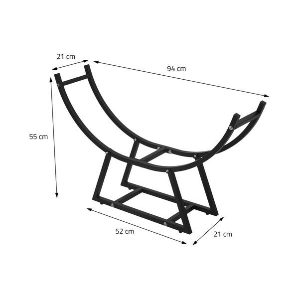 ML-Design Kaminholzregal 55x94x21 cm, Schwarz, Metall, Innen/Außen, U-förmiges Brennholzregal, Holzaufbewahrung Stahl pulverbeschichtet, Kaminholzständer Kaminholzhalter Feuerholzregal für Kamin/Ofen