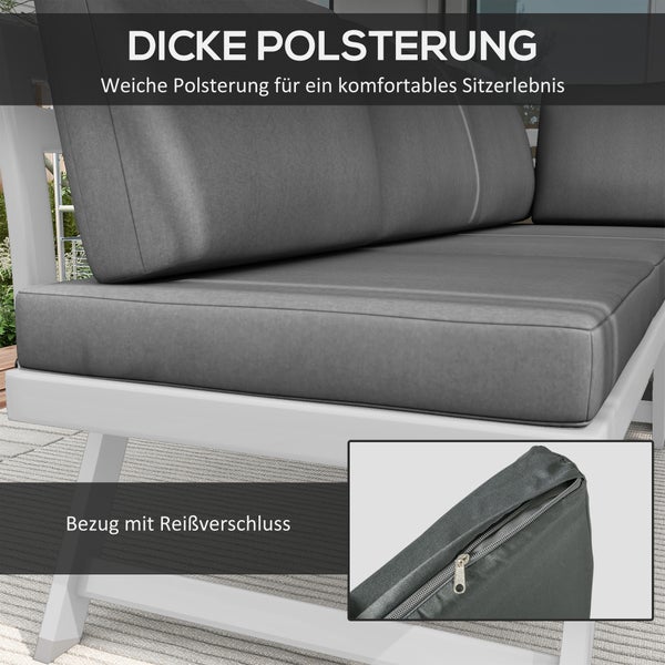Outsunny 4-tlg. Gartenmöbel-Set, Gartenlounge-Set mit Ecksofa, Doppelsofa, Couchtisch, Sitzkissen, Gartensitzgruppe, Balkonmöbel-Set für Terrasse, Grau