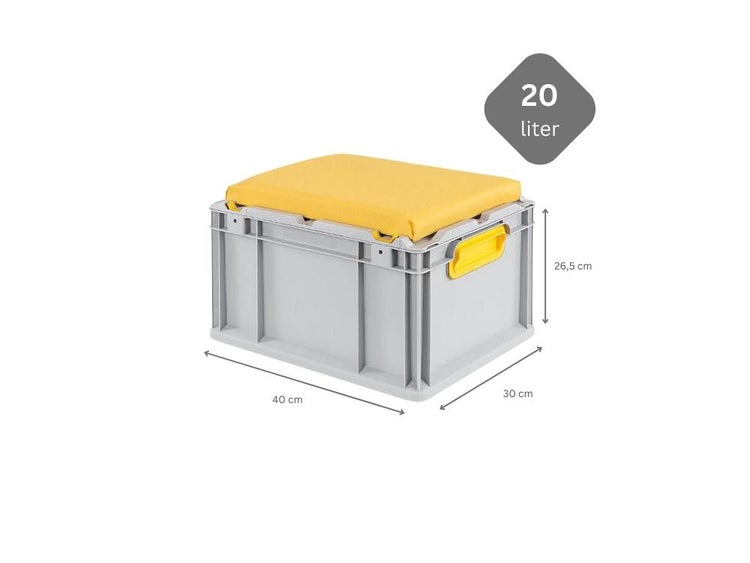 PROREGAL SparSet 6 x Eurobox NextGen Seat Box Gelb HxBxT 26,5 x 30 x 40 cm 20 Liter Griffe Geschlossen Eurobehälter Sitzbox Transportbox