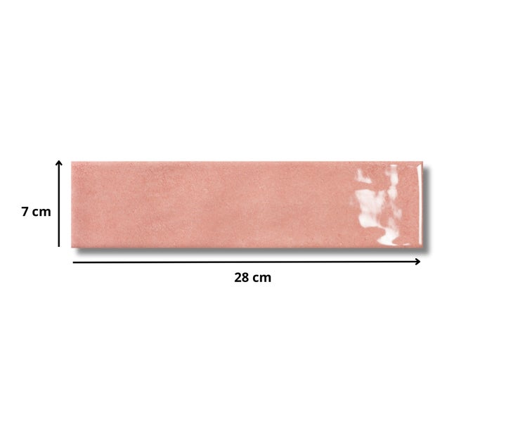Feinsteinzeug Wandfliese Harlequin Rose 7 x 28 x 0,85 cm glasiert poliert Rundkante