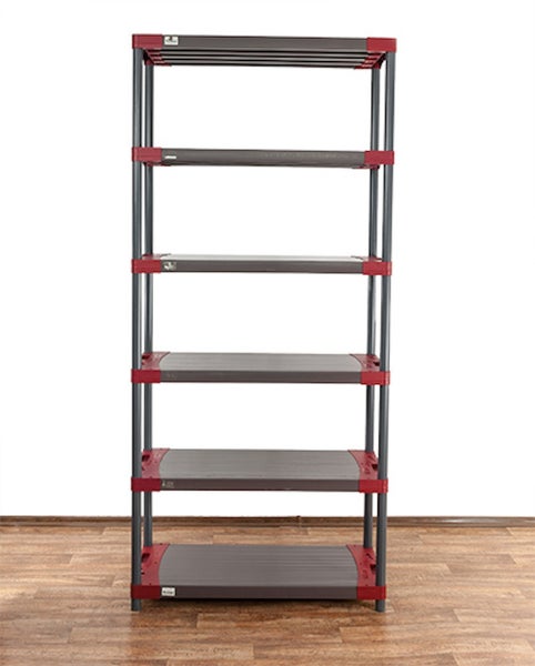 PROREGAL Kunststoffregal Big Grey Bear Extra-Tall HxBxT 220 x 110 x 46 cm Fachlast 160 kg Grau/Rot