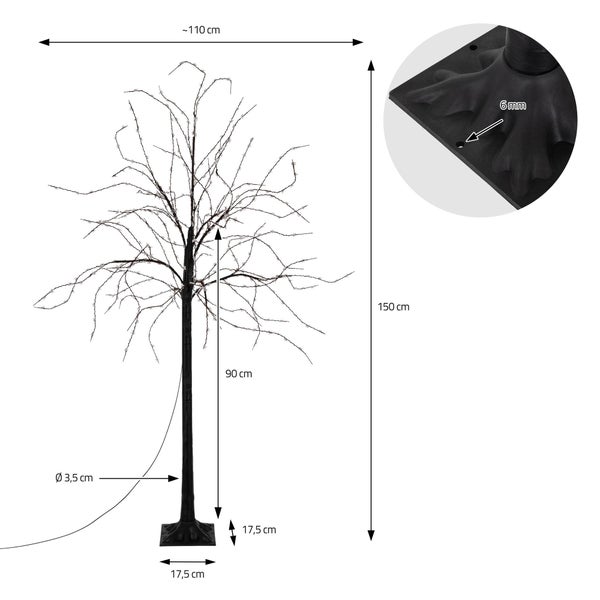 ECD Germany LED-Baum 150 cm mit 600 warmweißen LEDs, Künstlicher Weihnachtsbaum, Lichterbaum mit sternförmigen Lampen, Deko-Baum für Weihnachten, Flexibel Zweige, Weihnachtsdeko für Innen & Außen IP44