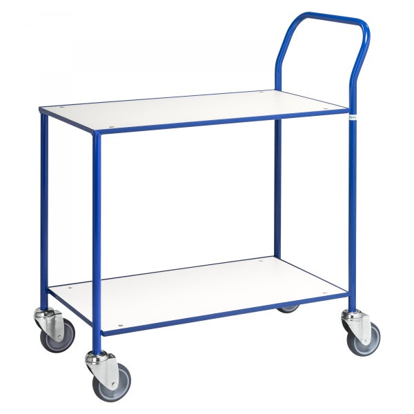 Etagenwagen mit zwei Ablageflächen und vier Rollen