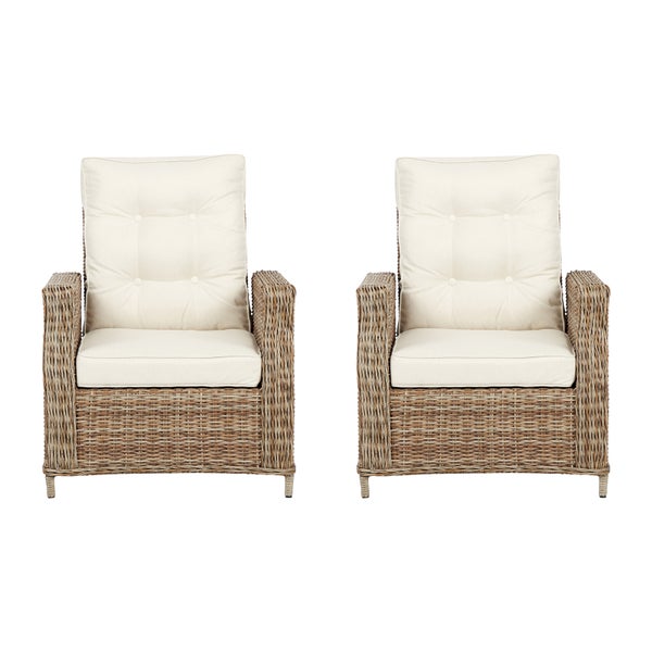 Zwei Rattansessel mit Polsterung