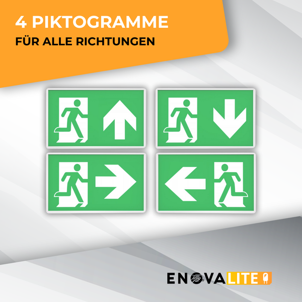 ENOVALITE LED Fluchtwegleuchte 4in1 Notleuchte mit Notstromeinheit TEST Funktion Notbeleuchtung mit Fernbedienung