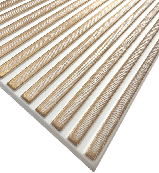 Lamellen Imitat aus Styropor Polystyrol XPS 3D Paneele Deckenpaneele Wandpaneele, Dekoren, Slats Weiß-Gold XL 100x50cm