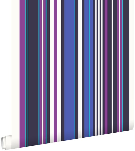 ESTAhome Tapete Streifen Lila und Blau - 53 cm x 10.05 m - 116536