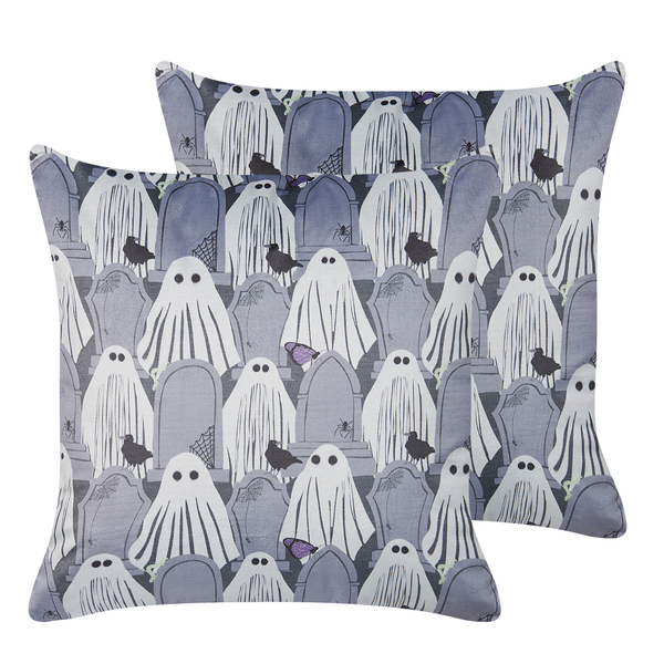 Dekokissen 2er Set FANATE Samtstoff 45 x 45 cm Grau Abstraktes Muster