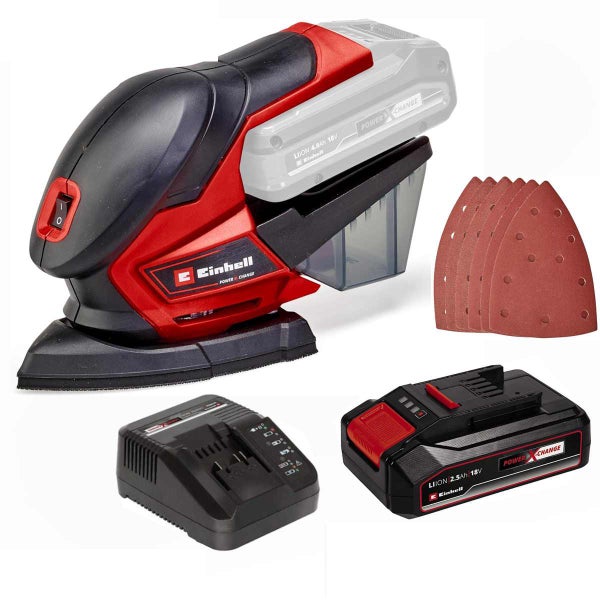 Einhell Akku Multischleifer mit Akku Ladegerät und Schleifpapier