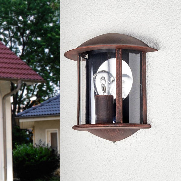 Lindby Wandleuchte außen Maelis (spritzwassergeschützt (Modern) in Braun aus Aluminium (1 flammig, E27) - Außenwandleuchten Wandlampe Led Außenlampe Outdoor für Außenwand/Hauswand Haus