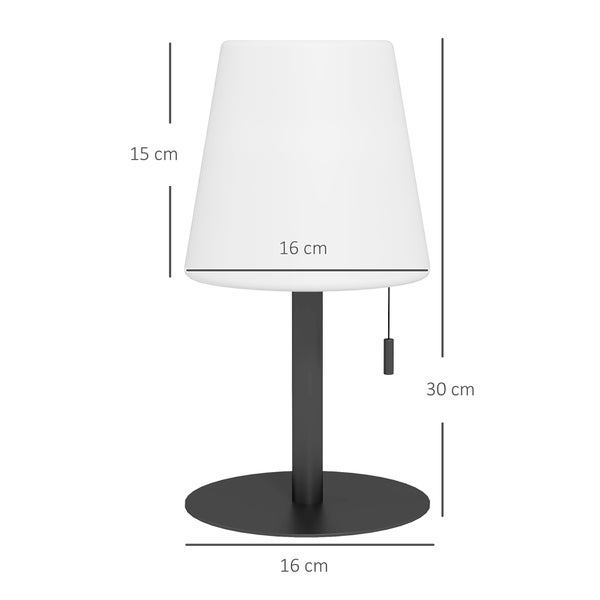 Outsunny Tischlampe Aufladbar USB LED Tischleuchte Nachttischlampe Dimmbar Schreibtischlampe, IP44 Wasserdicht, für Indoor, Outdoor, Schwarz+Weiß